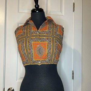 Jane Hunter VTG 70s paisley crop top sz L (?)
